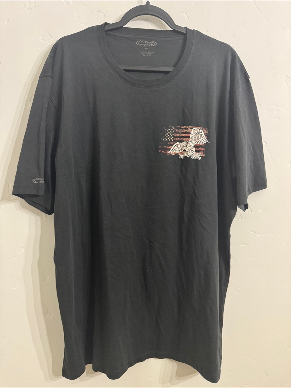 Crazy Shirts Mens Black American Flag Eagle Graphic T-Shirt Pima Cotton Soft XXL
